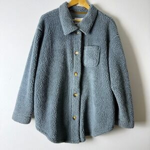Koolaburra by UGG Fleece Shirt Jacket Womens Blue Sherpa Button Up Cozy Large